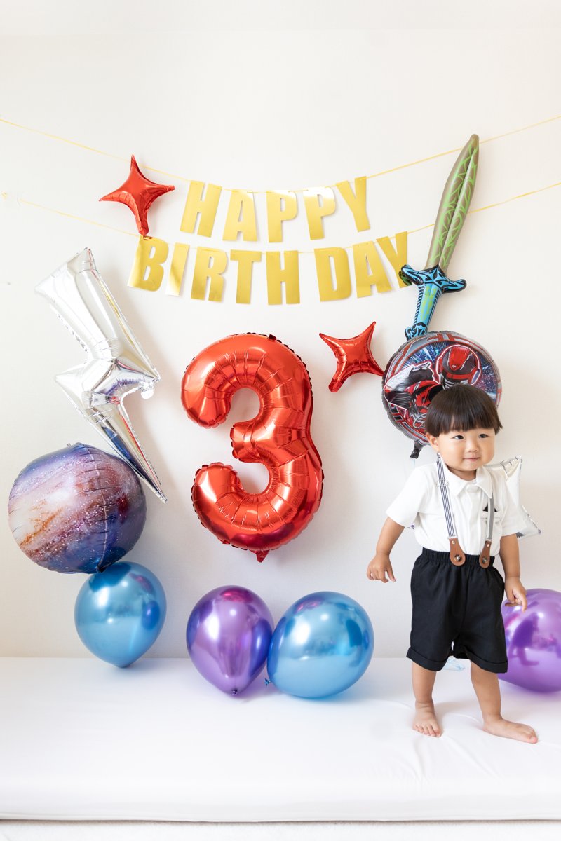 3歳男の子の誕生日を超宇宙刑事ギャバンのバルーンセットで飾り付けした実例