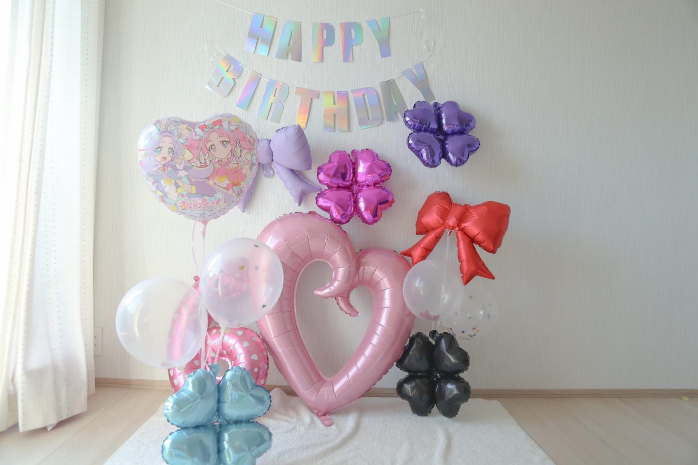 名探偵プリキュア バルーンセットで飾り付けたお誕生日の様子